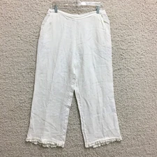 Match Point Pants Medium Adult White Straight Linen Preshrunk Casual Womens M