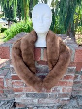 Genuine Mink Fur Stole Shoulder Wrap Nice Quality Velvet Lined Vintage