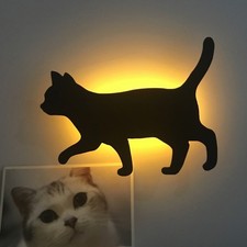 Cat Night Light Voice Activated Black Cat Lamp Wall Decor Battery