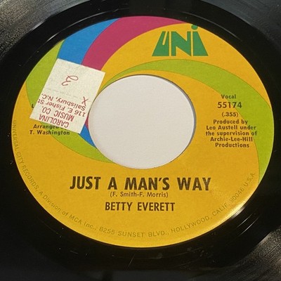 Betty Everett: Just A Man's Way / Been A Long Time 45 - Uni - Soul