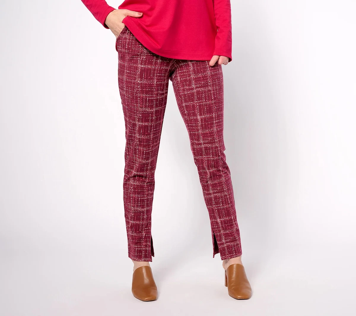 Denim & Co. Red Denim Co Easy Wear French Terry Lined Knit Pants 2X Denim & Co. EasyWear French Terry Straight Leg Pant on  main image 2