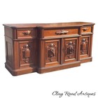 antique carved walnut victorian server sideboard breakfront 1860 hall cabinet