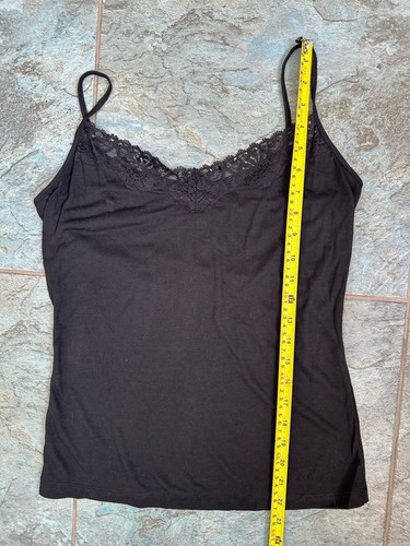 Faded Glory Lace Trim Tank Top Size Large 11-13 Black Fitted Sequins Stretch Y2K - Picture 6 of 6