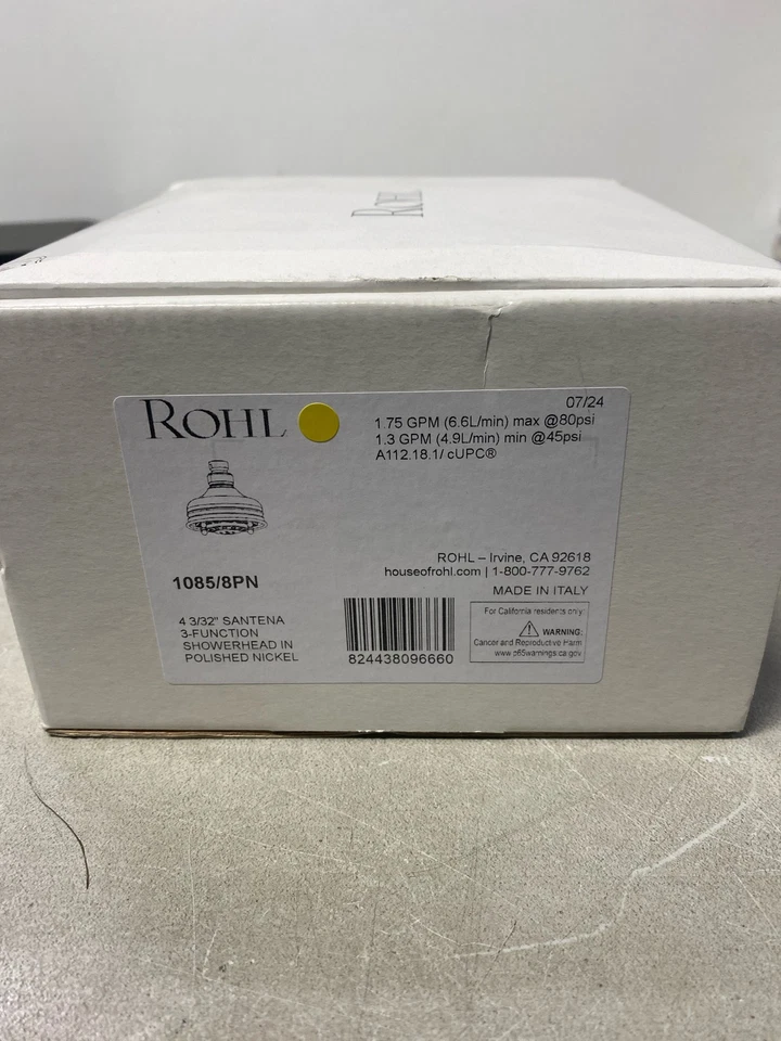 Cabezal de ducha Rohl 1085/8PN montaje en pared de 3 pulverizadores de 4,1", níquel pulido Foto 2 de 2