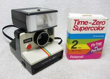 Vintage 1970's POLAROID SX-70 OneStep RAINBOW Camera w/ Flash FILM 2-Pack