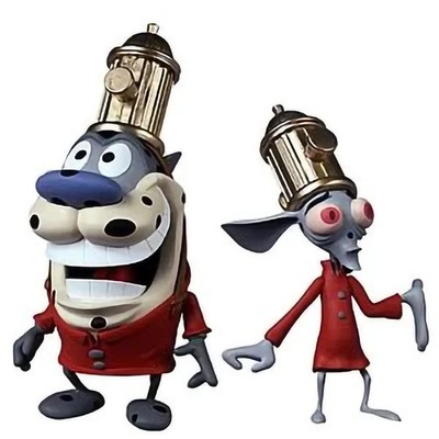 Ren & Stimpy Fire Dogs EXCLUSIVE - Palisades, 2004, Wizard World Chicago - OVP!