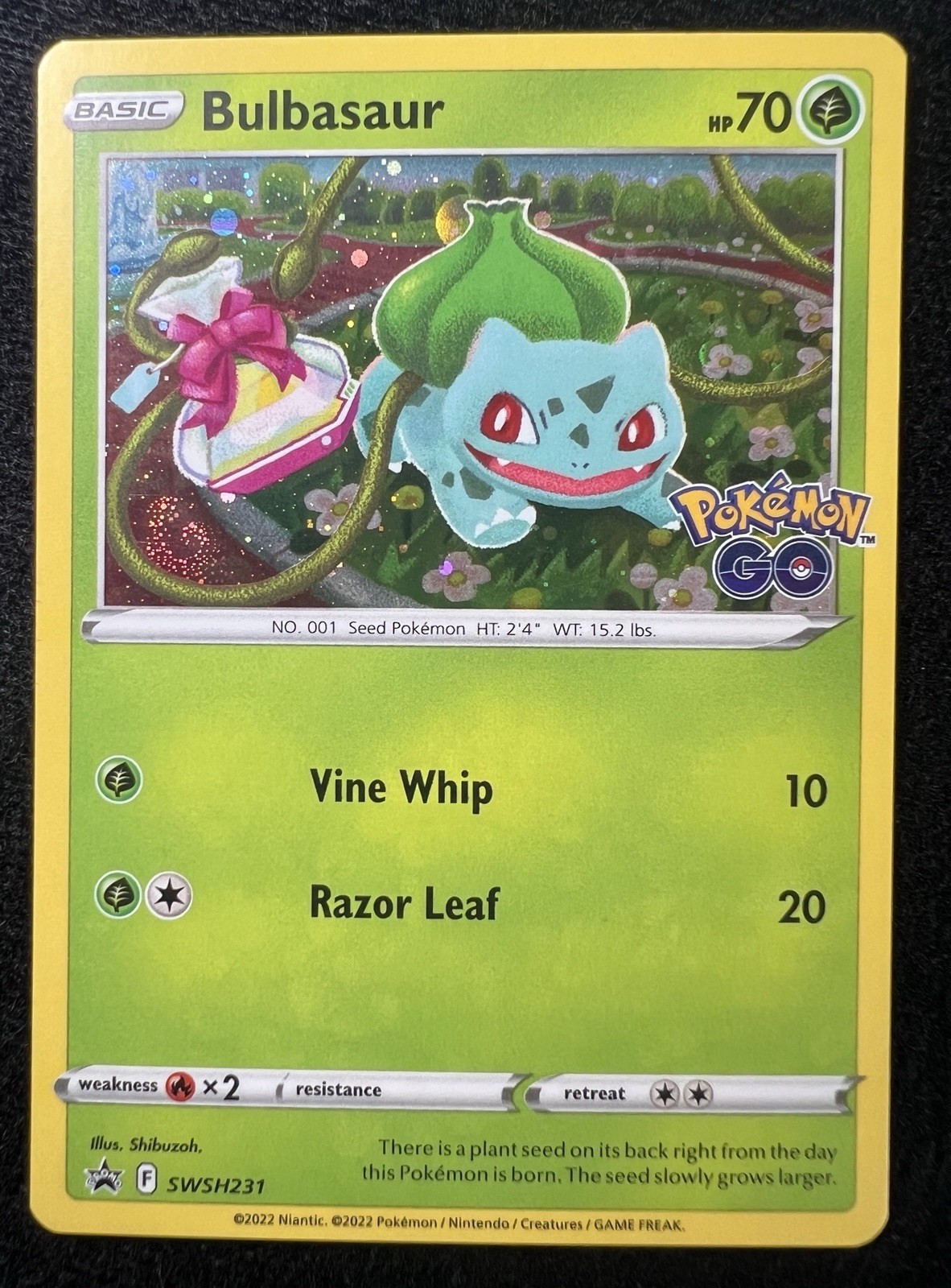 Bulbasaur SWSH231 Cosmos Holo Promo Pokemon Card - NM w/ 💫 SWIRL