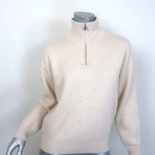 Sandro Osy Rhinestone Half-Zip Pullover Sweat...
