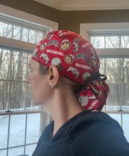 Ohio State University Buckeyes ponytail scrub surgical surgery hat OR cap womens