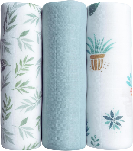 Leyl&Ari 100% Organic Cotton Muslin Baby Swaddle Blanket - Receiving Blanket Set (Rainbow/Bee) - View #4