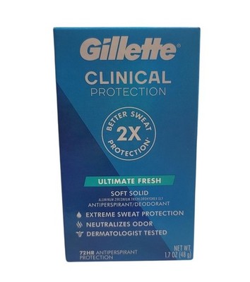Gillette Antiperspirant Deodorant Clinical Strength Soft Solid 1.7oz Exp 02/2027