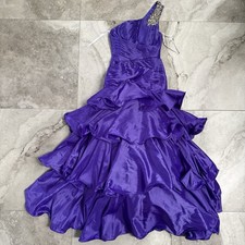 Xtreme Prom Dress Sz 0 Mermaid Ruffle Sequin Beaded One-Shoulder Formal Purple