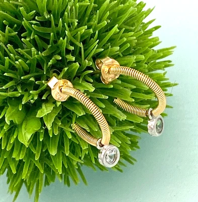 14 mm Creolen 750 Gelbgold 18 KT Gold Ohrringe Stecker Halb Creolen *rund*🧡WOW - Bild 1 von 4