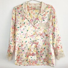 Vintage Victoria  s Secret Gold Label Floral Lace Satin Sleep Button Shirt Small