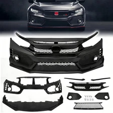 For 2016-2021 Honda Civic Type R Style Front Bumper Cover Kit with Grille & Lip