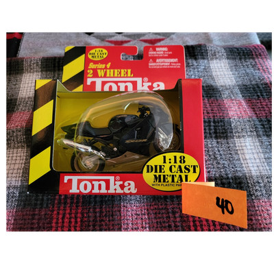 Tonka 2 Wheel Series 4 1:18 Kawasaki Motorcycle Black Diecast Plastic