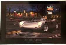 James Dean Print Artist Helen Flint Porsche 550 Motel Art Print Poster 24x36