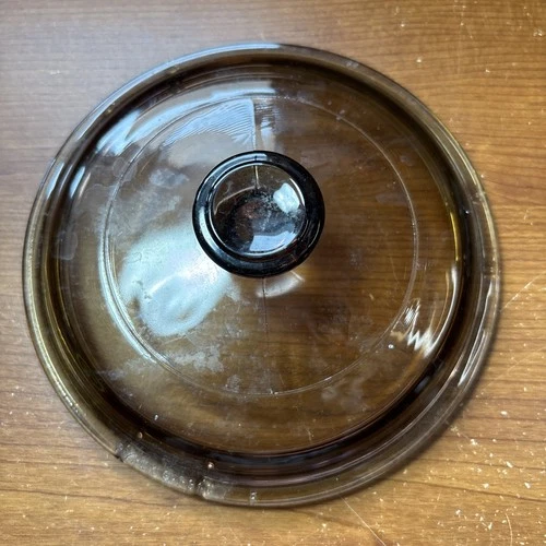 PYREX Corning P-81-C Amber Brown Glass Round lid 6 inch LID ONLY