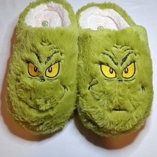 Grinch The Grinch Green Faux Fur Plush Slip-On Slippers Women  s M 7-8