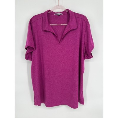 Port Authority Ladies' Polo Shirt Pink Purple V-Neck Short Sleeve Casual Top 4XL