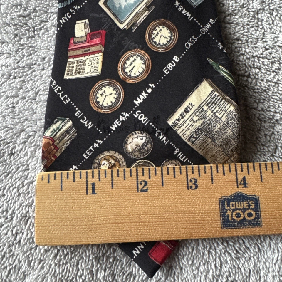 VINTAGE Nicole Miller Tie Black Wall Street Money Silk Retro Formal Designer - Image 4 of 4