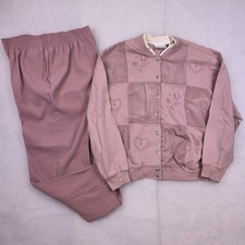 Alfred Dunner Petite Pink Embroidered Jacket Pants 2pc Set PL 12P