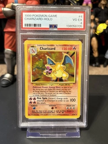 1999 POKEMON BASE SET UNLIMITED #4 CHARIZARD-HOLO PSA 4