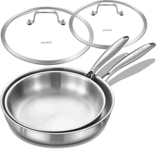 DELARLO Tri-ply Stainless Steel Kitchen 10"12" Set With Lid, Silver 
