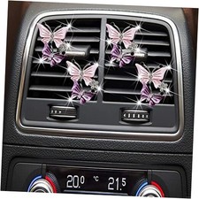 4Pcs Pink Car Air Fresheners Vent Clips for Women,Cute Dual Butterfly Diamond