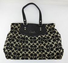 VTG Coach Signature Ashley Black Tan Canvas L...