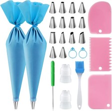 Piping Bags Tips Set Reusable Silicone Pastry Bags 16 Inch