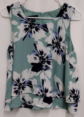 #ad Simply Styled By Sears Sleeveless Blouse Size S Women’s Mint Green Floral Lined $14.00