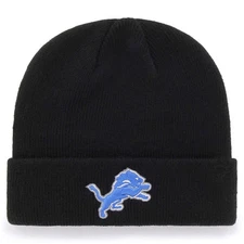 DETROIT LIONS BEANIE HAT BLACK AUTHENTIC NFL FOOTBALL TEAM LOGO KNIT CAP NEW