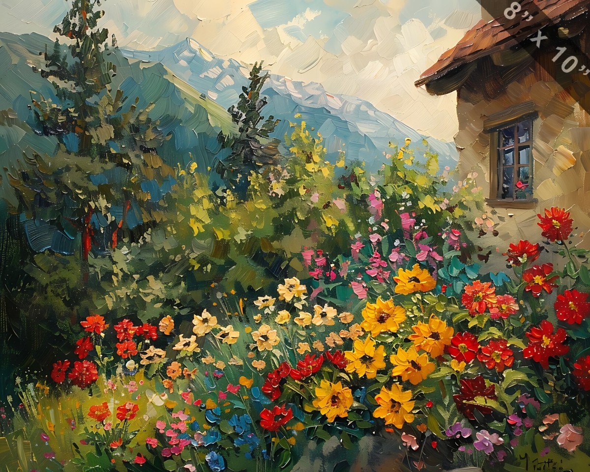 A Flower Garden at a Therapy Center oil painting 8x10 print