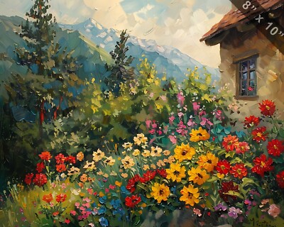 A Flower Garden at a Therapy Center oil painting 8x10 print