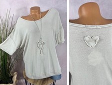New Casual Summer SHIRT T-Shirt Italy LINEN Mix Heart BEIGE 40 42 44