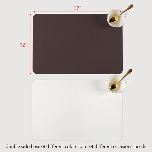 Set of 4 Leather Placemats Dining Kitchen Table Mats Heat Resistant Pad Washable - Picture 28 of 52