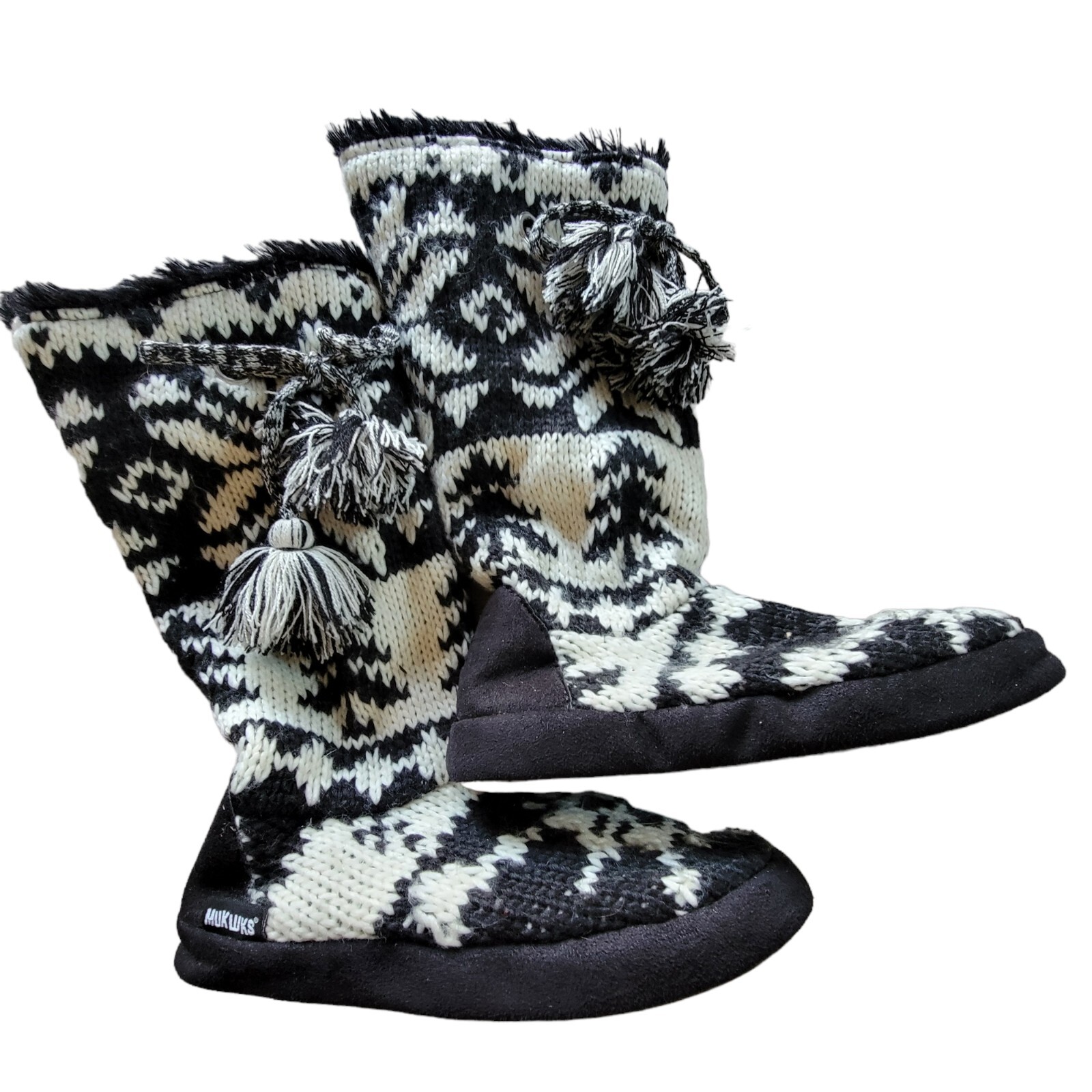 SAOLA Stivali alti donna Mukluks Islanda Med 6 5 7 5 nappe ebano e vaniglia suola gomma