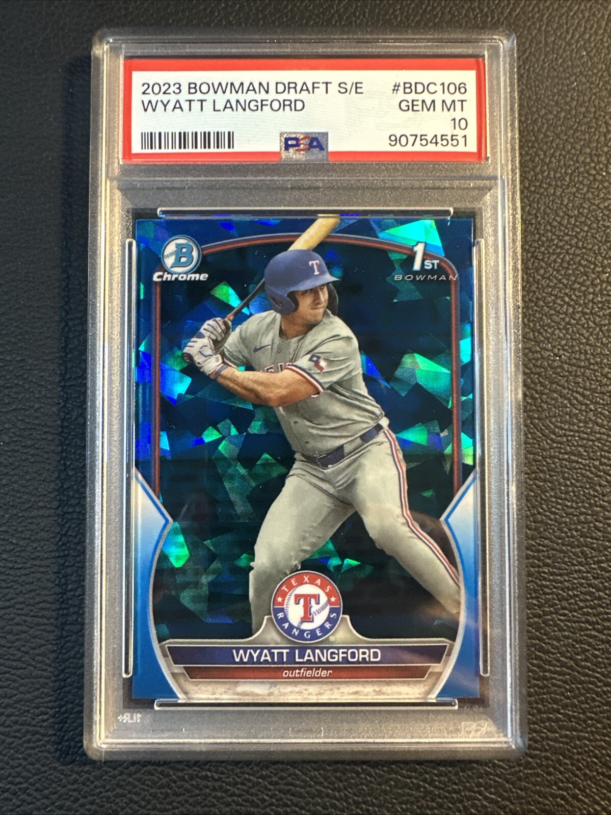 2023 BOWMAN CHROME DRAFT SAPPHIRE 1st BOWMAN WYATT LANGFORD RC Rookie PSA 10