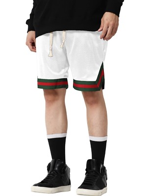 Mens Track SHORTS Basketball Gym Mesh Summer Pants Drawstring Jogger Zipper