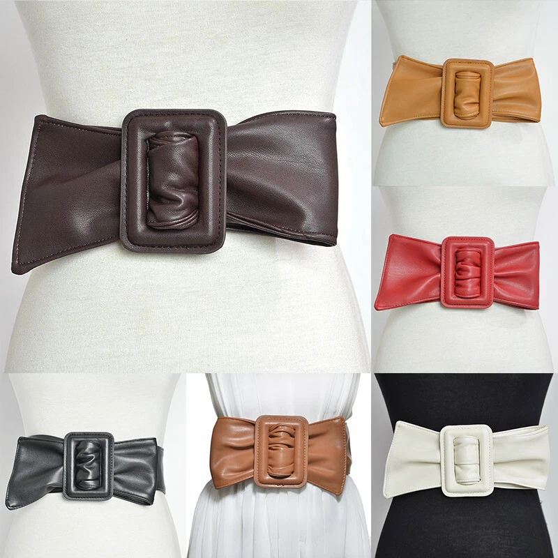PU Leather Long Belts Imitation Sheepskin Wide Belt Ladies