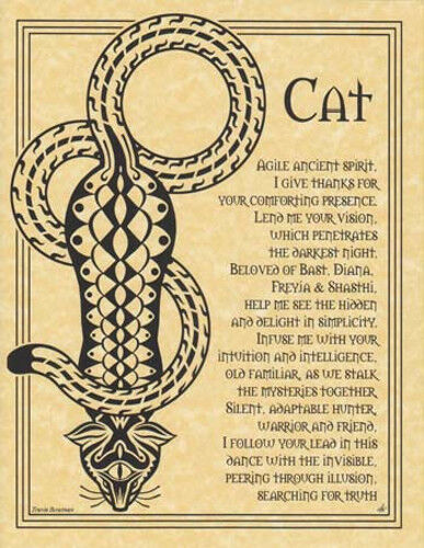 Cat Spirit Animal Totem Prayer Parchment-Color Poster Print Sheet  |  eBay