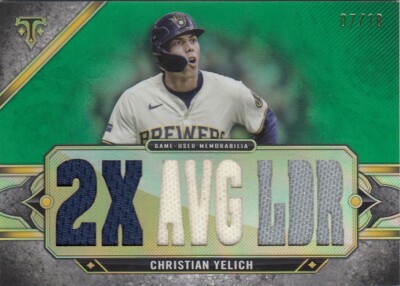 CHRISTIAN YELICH /18 BREWERS LOGO GAME JERSEY PATCH 2024 24 TOPPS TRIPLE THREADS
