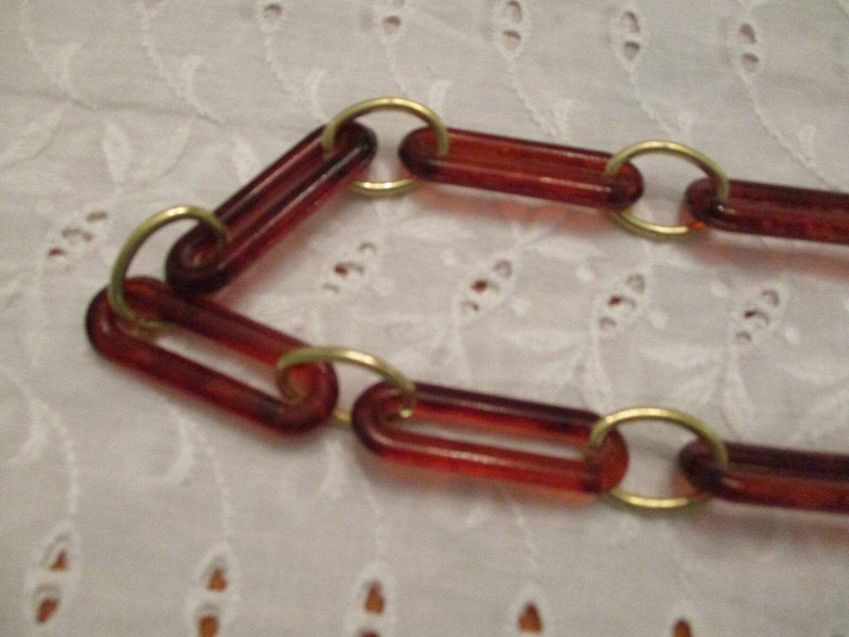Vintage Faux Tortoiseshell Rootbeer Lucite Chain Paperclip 