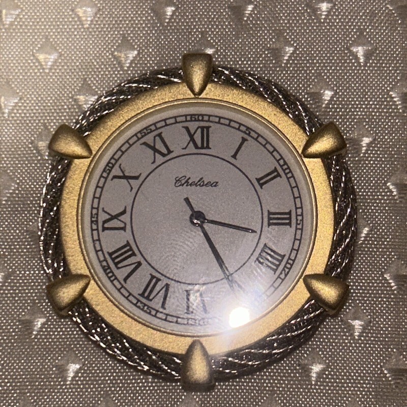 Brass Chelsea Clock Co Cable Bezel Paperweight Desk Watch Insert