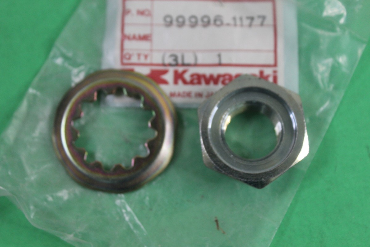 NOS OEM Kawasaki Rear Wheel Nut & Washer 1992 ZX1100 Ninja 99996
