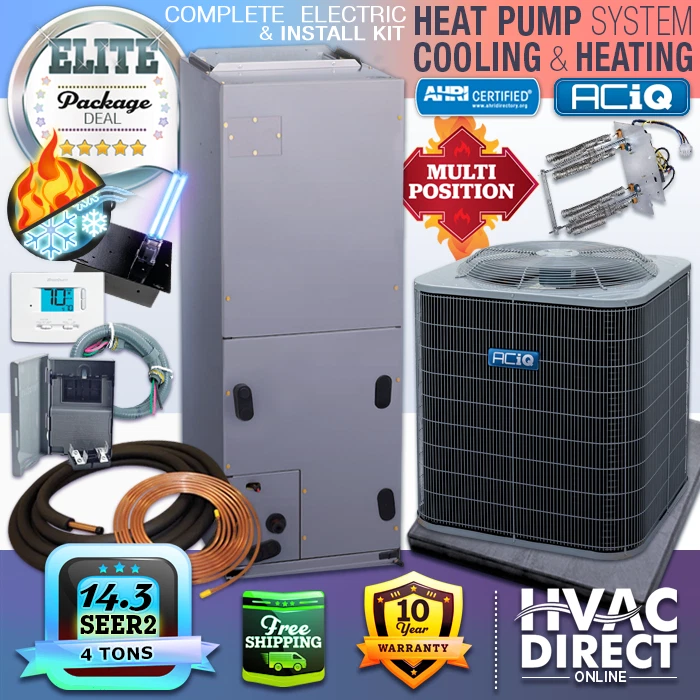 4 Ton 14.3 SEER2 ACiQ-Heil by Carrier Heat Pump System w/ Line Set Install  Kit | eBay