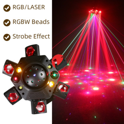 150W Disco 6Arms Rotation Moving Head Stage Light RGBW LED&Laser DMX DJ ...