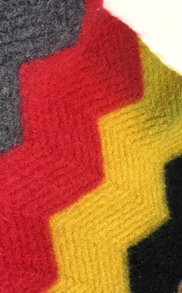 Vintage Chevron Boiled Wool Afghan Blanket Scatter Rug Lap Thick Quilt Zigzag - Image 3 of 4