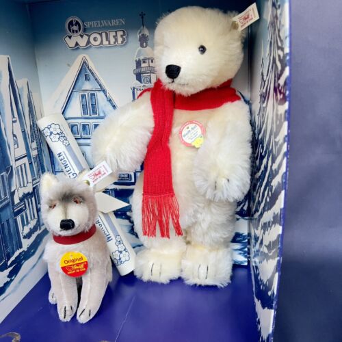 Vintage Steiff Polar Bear and Wolf Set Mohair Jointed Wolff Rare Ltd. Ed. W/COA - Picture 3 of 14